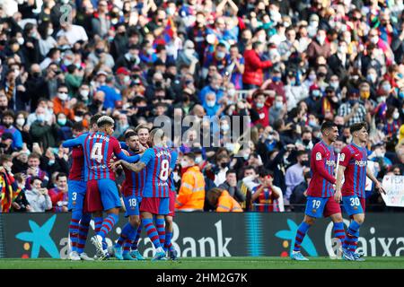 Barcelone, Espagne.Crédit : D. 6th févr. 2022.Groupe d'équipes de Barcelone (Barcelone) football : match espagnol 'la Liga Santander' entre le FC Barcelone 4-2 Atletico de Madrid au stade Camp Nou à Barcelone, Espagne.Credit: D .Nakashima/AFLO/Alamy Live News Banque D'Images