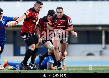 Tokyo, Japon.5th févr. 2022.Tim Bateman Rugby : 2022 Japan Rugby League un match entre TOSHIBA BRAVE LUPUS TOKYO et SHIZUOKA BlueRefs au stade du parc olympique de Komazawa à Tokyo, Japon .Crédit: Naoki Nishimura/AFLO SPORT/Alay Live News Banque D'Images