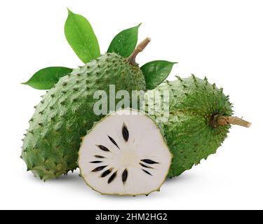 Soursop ou fite de pomme crème anglaise isolé sur fond blanc Banque D'Images