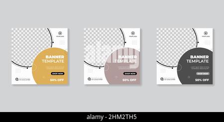 Bannière Web carrée de promotion minimaliste pour les meubles de médias sociaux ou la vente de mode Illustration de Vecteur