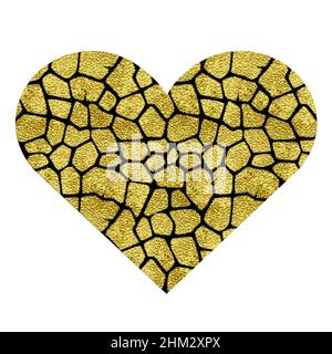 Coeur et imprimé animal.Vecteur métallique or Illustration de Vecteur