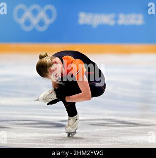 Pékin, Chine..06th févr. 2022.BEIJING, CHINE - Lindsay van Zundert, patineuse artistique néerlandaise, lors d'une session d'entraînement aux Jeux Olympiques de 2022 à Beijing crédit: Eyeris/Alay Live News Banque D'Images