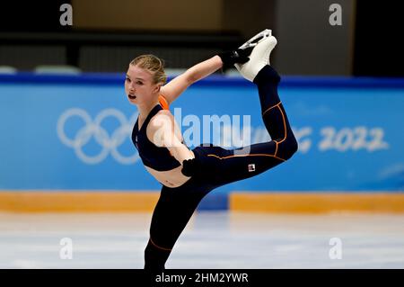 Pékin, Chine..06th févr. 2022.BEIJING, CHINE - Lindsay van Zundert, patineuse artistique néerlandaise, lors d'une session d'entraînement aux Jeux Olympiques de 2022 à Beijing crédit: Eyeris/Alay Live News Banque D'Images