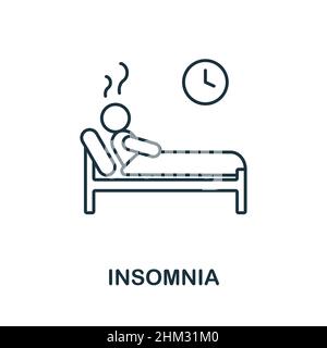 Icône Insomnia.Élément de ligne de la collection de psychothérapie.Signe d'icône d'insomnie linéaire pour la conception de Web, infographiques et plus encore. Illustration de Vecteur