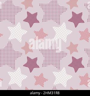 Motif étoiles abstrait.Arrière-plan tendance sans couture avec éléments vedettes.Arrière-plan de couleur pastel.Illustration de répétition vectorielle. Illustration de Vecteur