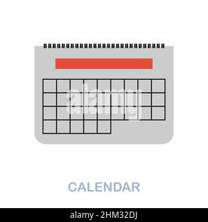 Icône de calendrier.Affiche d'éléments de couleur de la collection d'outils de bureau.Icône de calendrier plat pour la conception Web, les infographies et bien plus encore. Illustration de Vecteur