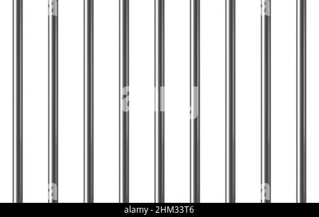 Barres métalliques de prison réalistes.Clôture de prison.Grilles de prison.Cage de prison en fer.Tiges métalliques.Arrière-plan de la grille criminelle.Motif vectoriel.Illustration isolée sur Illustration de Vecteur