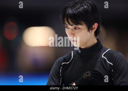 Pékin, Chine.7th février 2022.Pékin, Chine.7th févr. 2022.Yuzuru Hanyu (JPN) patinage artistique : pratique masculine lors des Jeux Olympiques d'hiver de Beijing 2022 au stade intérieur de la capitale à Beijing, en Chine .Credit: Yohei Osada/AFLO SPORT/Alay Live News Banque D'Images