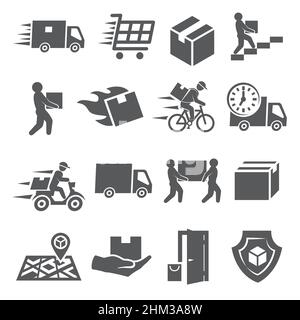 Icônes de livraison définies sur fond blanc Illustration de Vecteur