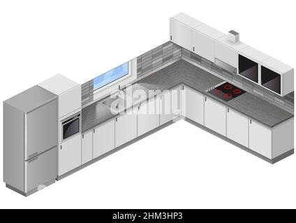 Cuisine moderne isométrique Illustration de Vecteur