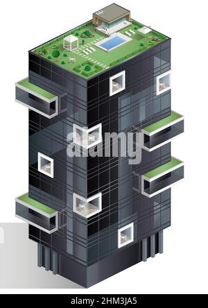Complexe résidentiel écologique Illustration de Vecteur
