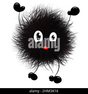 Joli logo de personnage de monstre imaginaire noir de Furry Banque D'Images