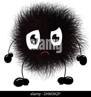 Joli logo de personnage de monstre imaginaire noir de Furry Banque D'Images