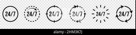 L'icône service 24/7 Illustration de Vecteur