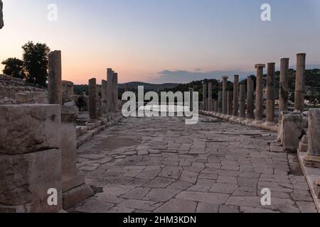 Kas, Antalya, Turquie - juin 16 2014 : vue sur la rue de l'ancienne ville de Patara Banque D'Images