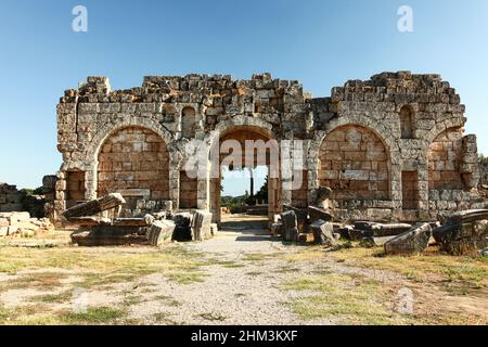 Aksu, Antalya, Turquie - juillet 06 2016 : Agora dans la ville ancienne de Perge Banque D'Images