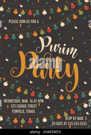 Carte de vœux Happy Purim Day.Illustration vectorielle Illustration de Vecteur