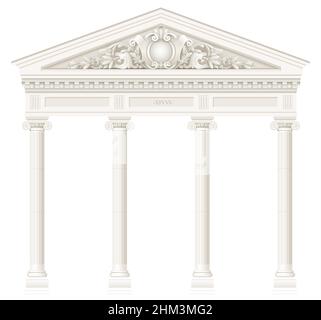 Colonnade blanche antique avec colonnes ioniques.Trois entrées voûtées ou place.Graphiques vectoriels Illustration de Vecteur