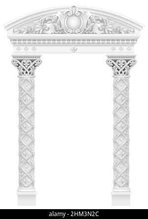 Colonnade blanche antique avec colonnes ioniques.Trois entrées voûtées ou place.Graphiques vectoriels Illustration de Vecteur