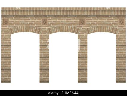 Arcade vintage de la maçonnerie.Mur et façade de la vieille brique.Graphiques vectoriels Illustration de Vecteur