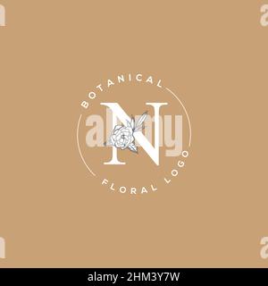 Initiale N lettre luxe beauté fleurit ornement monogramme logo Illustration de Vecteur