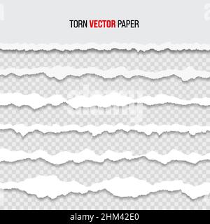 Gabarit de bord de papier déchiré blanc.Bandes horizontales déchirées avec ombres.Texture de bordure.Illustration vectorielle Illustration de Vecteur