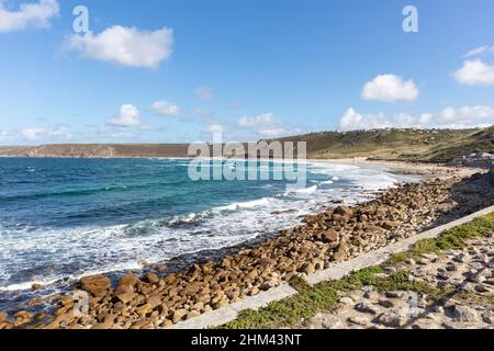 Sennen Cornwall, Royaume-Uni, Angleterre, Sennen Cove, baie de Sennen, Sennen, Cornwall, Cove, baie, côte, Littoral, plage, plage de Sennen, littoral, Cornish, mer, océan Banque D'Images
