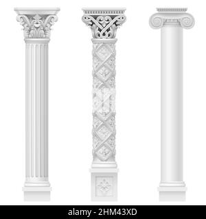 Colonnes blanches anciennes classiques dans les graphiques vectoriels et dans différents styles Illustration de Vecteur