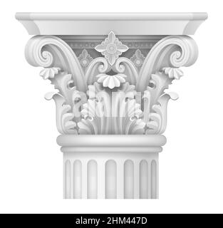Capitale blanche de la colonne Corinthienne.Support architectural classique.Graphiques vectoriels Illustration de Vecteur