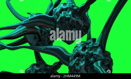 3D illustration - Flurona, double infection de Covid et la grippe.Coronavirus muté SRAS-COV-2. Banque D'Images