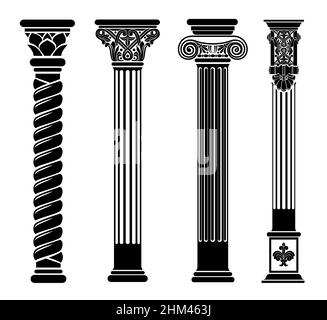 Coloration de contour des colonnes classiques.Ensemble de répétitions dans les graphiques vectoriels Illustration de Vecteur