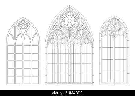 Fenêtre de contour gothique ou arc de porte.Arrière-plan ou texture.Élément architectural.Forgeage Illustration de Vecteur