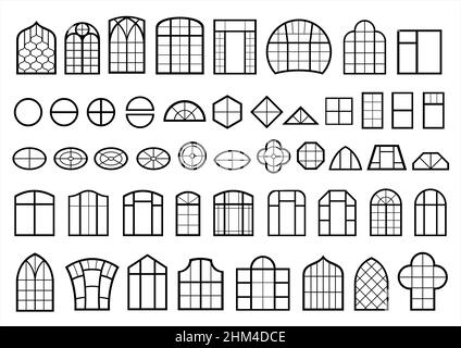 Un ensemble de Windows classique et moderne.Icônes signes symboles silhouettes.Graphiques vectoriels Illustration de Vecteur