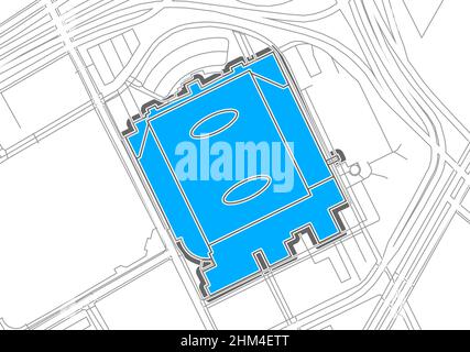 Detroit, stade américain de football NHL, carte vectorielle.La carte du statium du football a été tracée avec des zones blanches et des lignes pour les routes principales, les routes latérales. Illustration de Vecteur