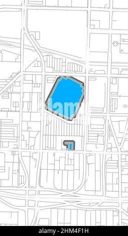 Indianapolis, American football NHL Stadium, carte vectorielle.La carte du statium du football a été tracée avec des zones blanches et des lignes pour les routes principales, côté ro Illustration de Vecteur