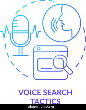 Icône de concept de gradient bleu des tactiques de recherche vocale Illustration de Vecteur