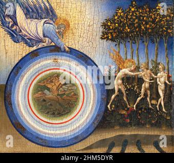 GIOVANNI di PAOLO ( c 1403-1482) peintre italien.La création du monde et l'expulsion du Paradis. Banque D'Images