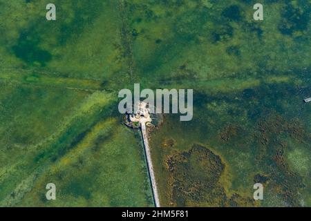 Vue aérienne, Alcudia, coeur de l'île sur es Llac Gran, grand lac à Alcudia, Pla de na Tesa, Cabaneta (sa), Majorque, Iles Baléares, Banque D'Images