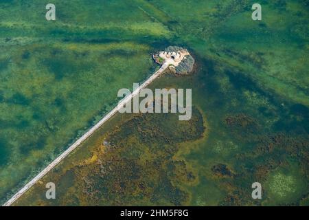 Vue aérienne, Alcudia, coeur de l'île sur es Llac Gran, grand lac à Alcudia, Pla de na Tesa, Cabaneta (sa), Majorque, Iles Baléares, Banque D'Images