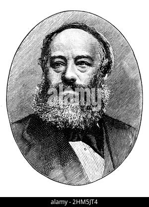 Portrait de James Prescott Joule (1818-1889) - gravure historique Banque D'Images