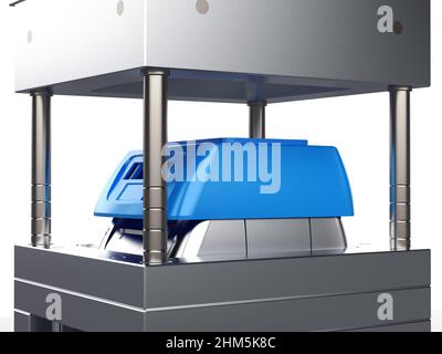 3D rendu de la machine de moulage en plastique.Moulage par injection plastique.cuvettes, boîtes, boîtes à outils.Le processus de production du moule à injection plastique.Utilisé pour Banque D'Images
