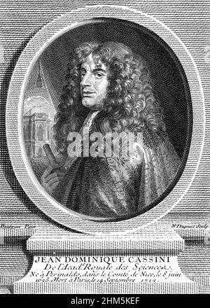 Portrait de Jean-Dominique Cassini (c1670-1756) - gravure historique Banque D'Images