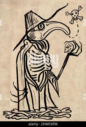 médecin de la peste illustration stylisée dessinée à la main Banque D'Images