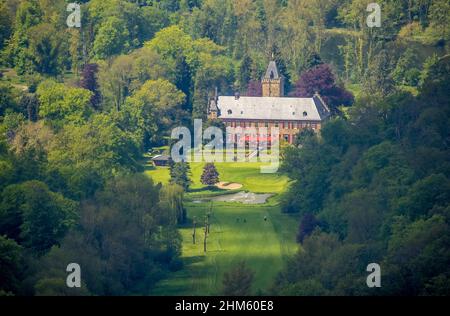 Vue aérienne, Haus Oefte, Essener Golfclub, Kettwig, Essen, Région de la Ruhr, Rhénanie-du-Nord-Westphalie, Allemagne, DE, Europe, golf, terrain de golf, terrain de golf, gol Banque D'Images