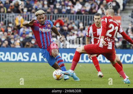 Barcelone, Espagne.06th févr. 2022.Barcelone, Espagne, février 6th 2021: Adama Traore (11 FC Barcelone) pendant, le match de LaLiga Santander entre Barcelone et AT.Madrid au stade Camp Nou à Barcelone, Espagne.Rama Huerta/SPP crédit: SPP Sport presse photo./Alamy Live News Banque D'Images