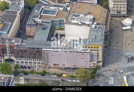 Vue aérienne, Rathausstraße et Willy-Brandt-Platz à la gare principale d'Essen, centre-ville, Essen, région de la Ruhr, Rhénanie-du-Nord-Westphalie, Allemagne, Luftbild, Rat Banque D'Images