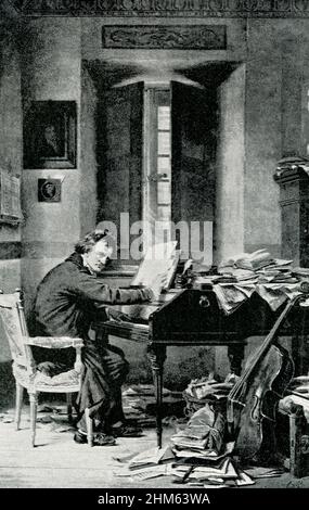 Ludwig van Beethoven (mort en 1827) est un compositeur et pianiste allemand.Beethoven reste l'un des compositeurs les plus admirés de l'histoire de la musique occidentale; ses œuvres figurent parmi les plus interprétées du répertoire de musique classique et couvrent la transition de la période classique à l'ère romantique en musique classique Banque D'Images