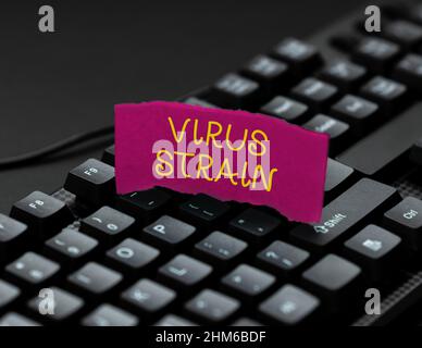 Signe affichant virus Strain. Business Showcase virus Strain Abstract création de services de typage en ligne, apprentissage des codes de programme d'ordinateur Banque D'Images