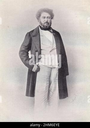 Un portrait de l'écrivain français Alexandre Dumas, auteur des trois mousquetaires, de 1860 à 58 ans. Banque D'Images