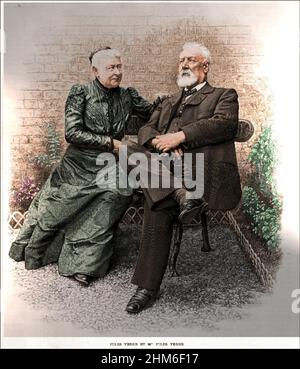 Un portrait de l'écrivain français Jules Verne avec sa femme Honorine Anne Hémée Banque D'Images